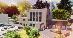 Grafik, wie das Biomasseheizwerk einmal aussehen soll.